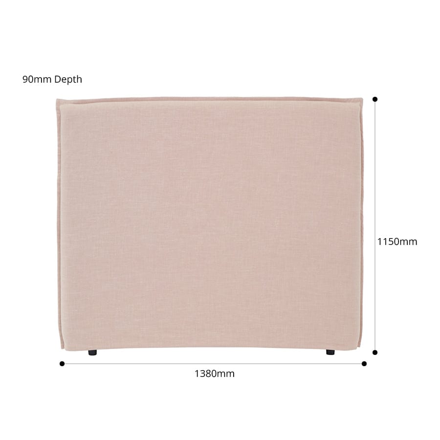 Juno Bedhead with Slipcover Double Size Blush By Black Mango Interiors
