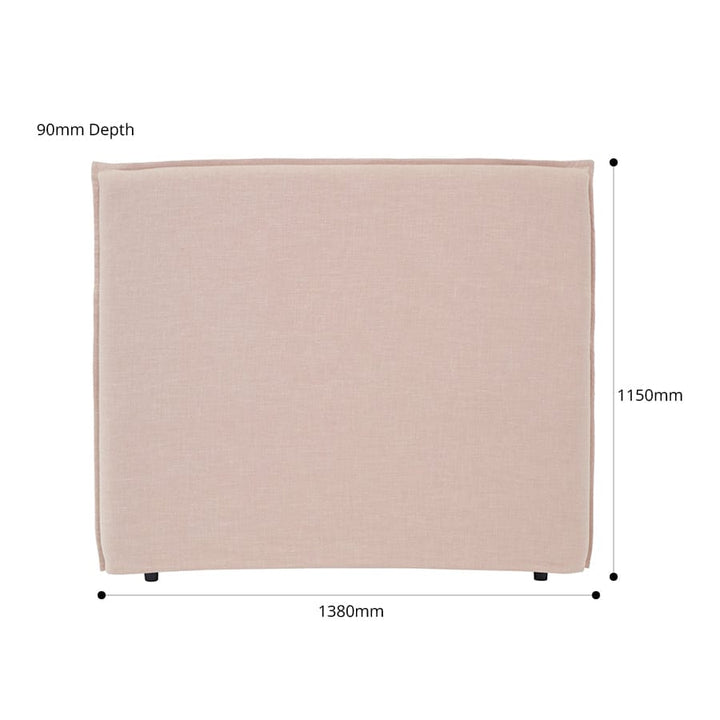 Juno Bedhead with Slipcover Double Size Blush By Black Mango Interiors