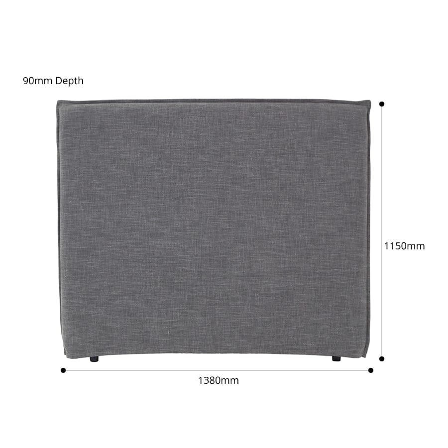 Juno Bedhead with Slipcover Double Size Charcoal By Black Mango Interiors