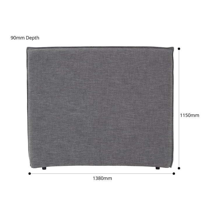 Juno Bedhead with Slipcover Double Size Charcoal By Black Mango Interiors