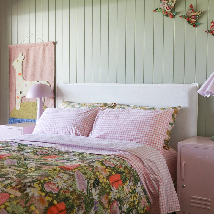 Juno Bedhead with Slipcover Double Size Ivory By Black Mango Interiors
