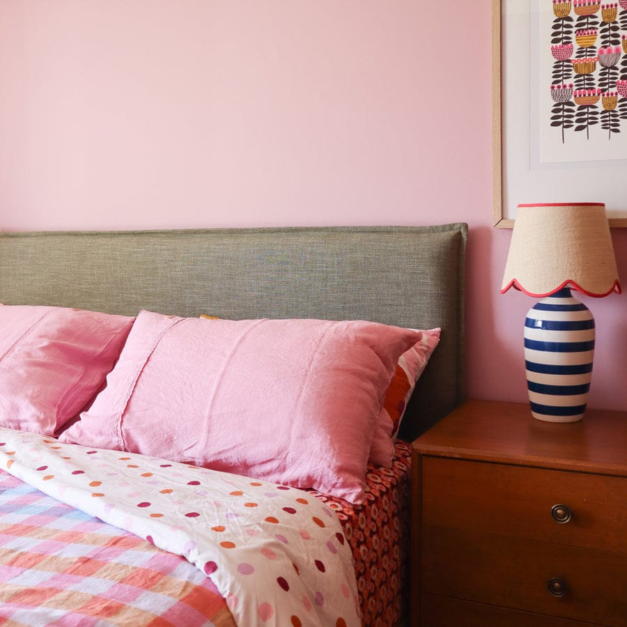 Juno Bedhead with Slipcover Double Size Olive By Black Mango Interiors