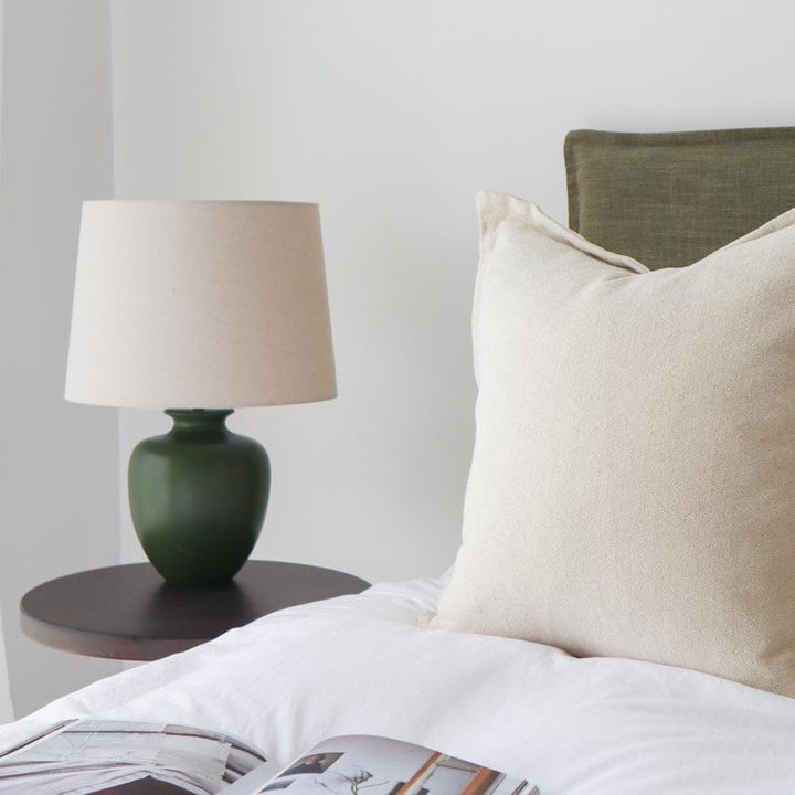 Juno Bedhead with Slipcover Double Size Olive By Black Mango Interiors