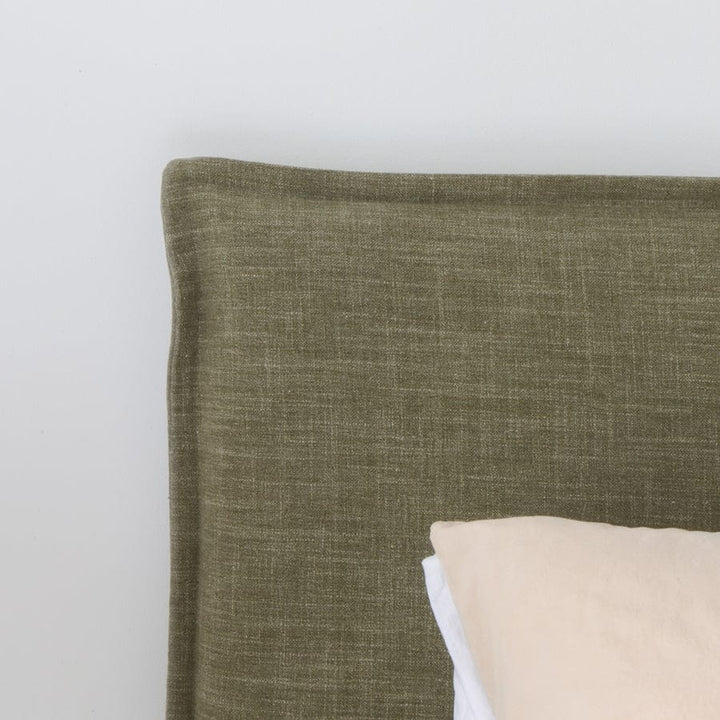 Juno Bedhead with Slipcover Double Size Olive By Black Mango Interiors