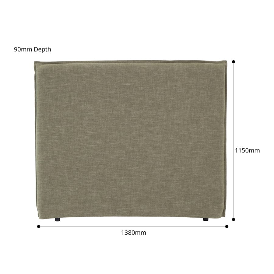 Juno Bedhead with Slipcover Double Size Olive By Black Mango Interiors