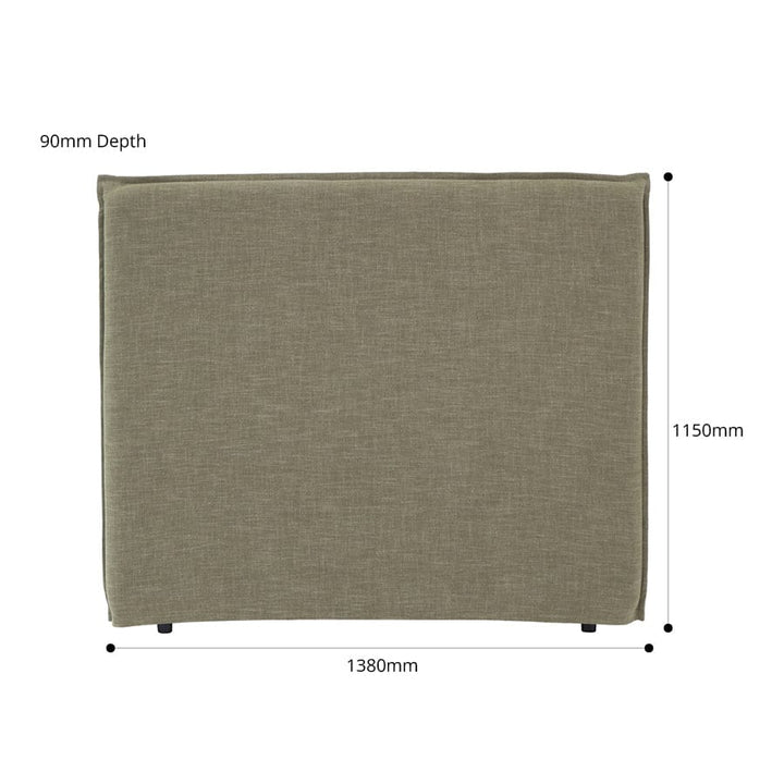 Juno Bedhead with Slipcover Double Size Olive By Black Mango Interiors