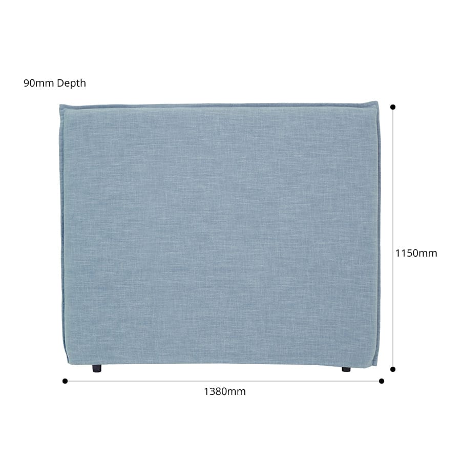 Juno Bedhead with Slipcover Double Size Sky By Black Mango Interiors