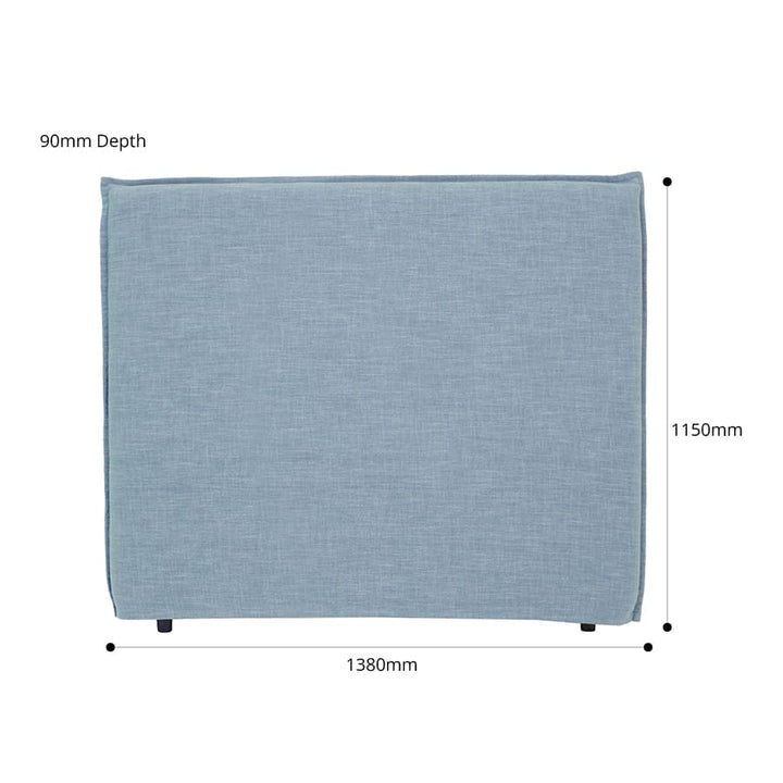 Juno Bedhead with Slipcover Double Size Sky By Black Mango Interiors