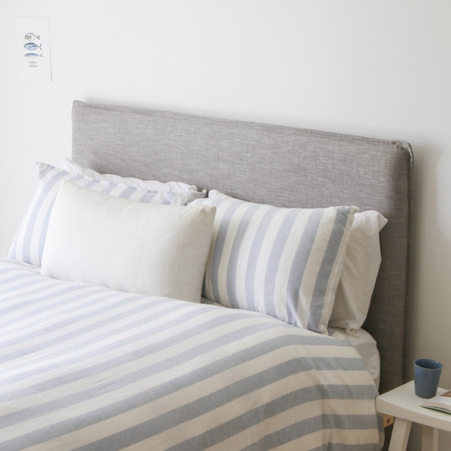 Juno Bedhead with Slipcover Double Size Steel By Black Mango Interiors