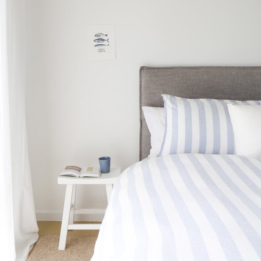 Juno Bedhead with Slipcover Double Size Steel By Black Mango Interiors