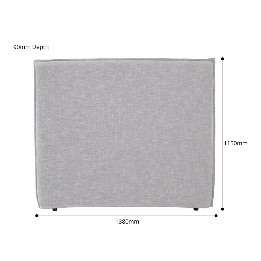 Juno Bedhead with Slipcover Double Size Steel By Black Mango Interiors