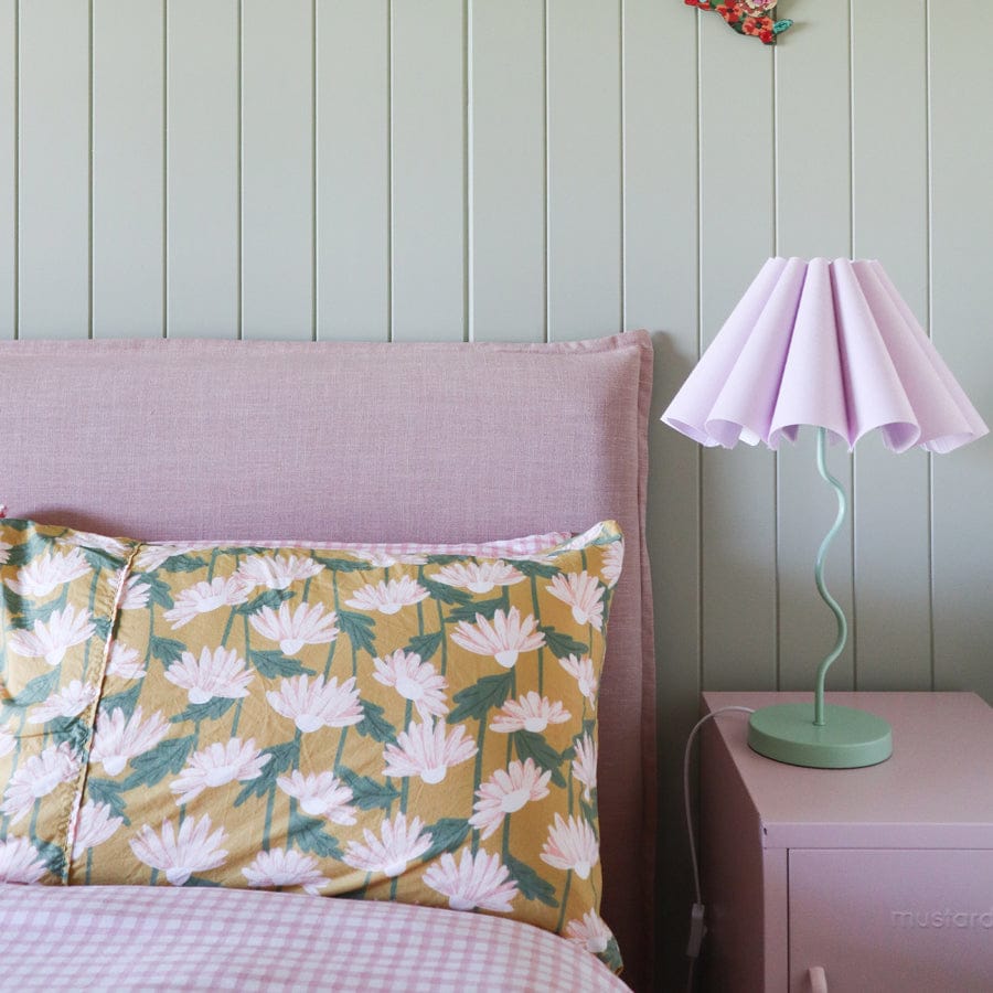 Juno Bedhead with Slipcover King Single Size Blush By Black Mango Interiors