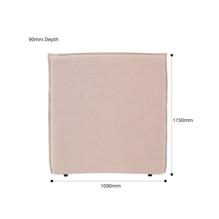 Juno Bedhead with Slipcover King Single Size Blush By Black Mango Interiors