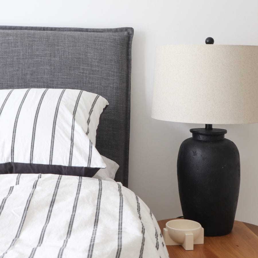 Juno Bedhead with Slipcover King Single Size Charcoal By Black Mango Interiors