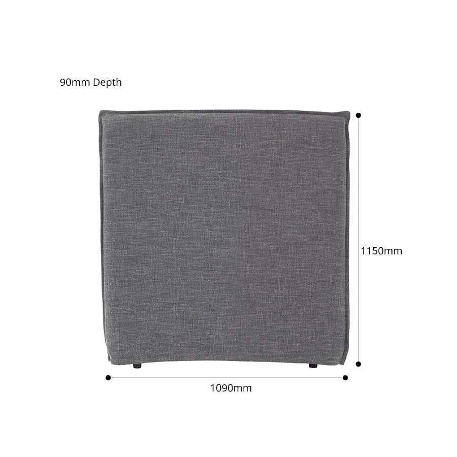 Juno Bedhead with Slipcover King Single Size Charcoal By Black Mango Interiors