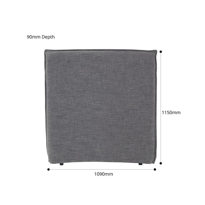 Juno Bedhead with Slipcover King Single Size Charcoal By Black Mango Interiors
