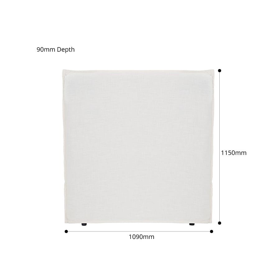 Juno Bedhead with Slipcover King Single Size Ivory By Black Mango Interiors
