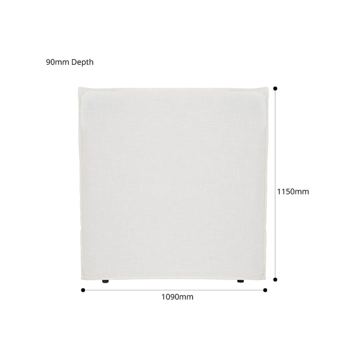 Juno Bedhead with Slipcover King Single Size Ivory By Black Mango Interiors