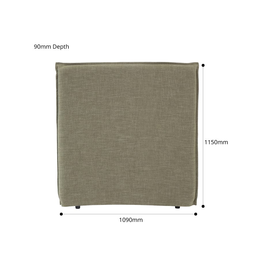 Juno Bedhead with Slipcover King Single Size Olive By Black Mango Interiors
