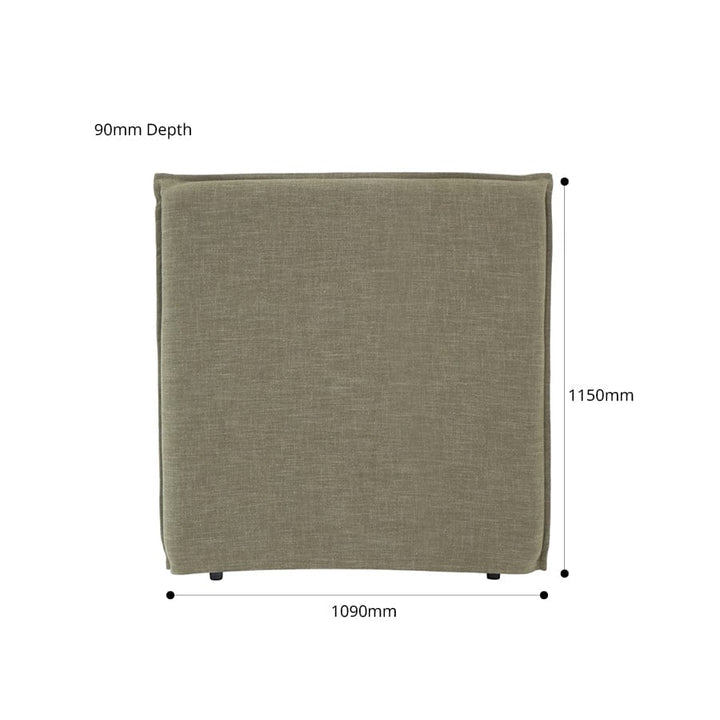 Juno Bedhead with Slipcover King Single Size Olive By Black Mango Interiors