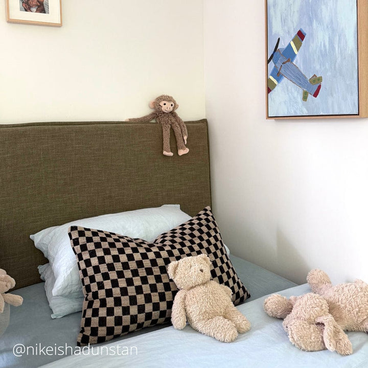 Juno Bedhead with Slipcover King Single Size Olive By Black Mango Interiors