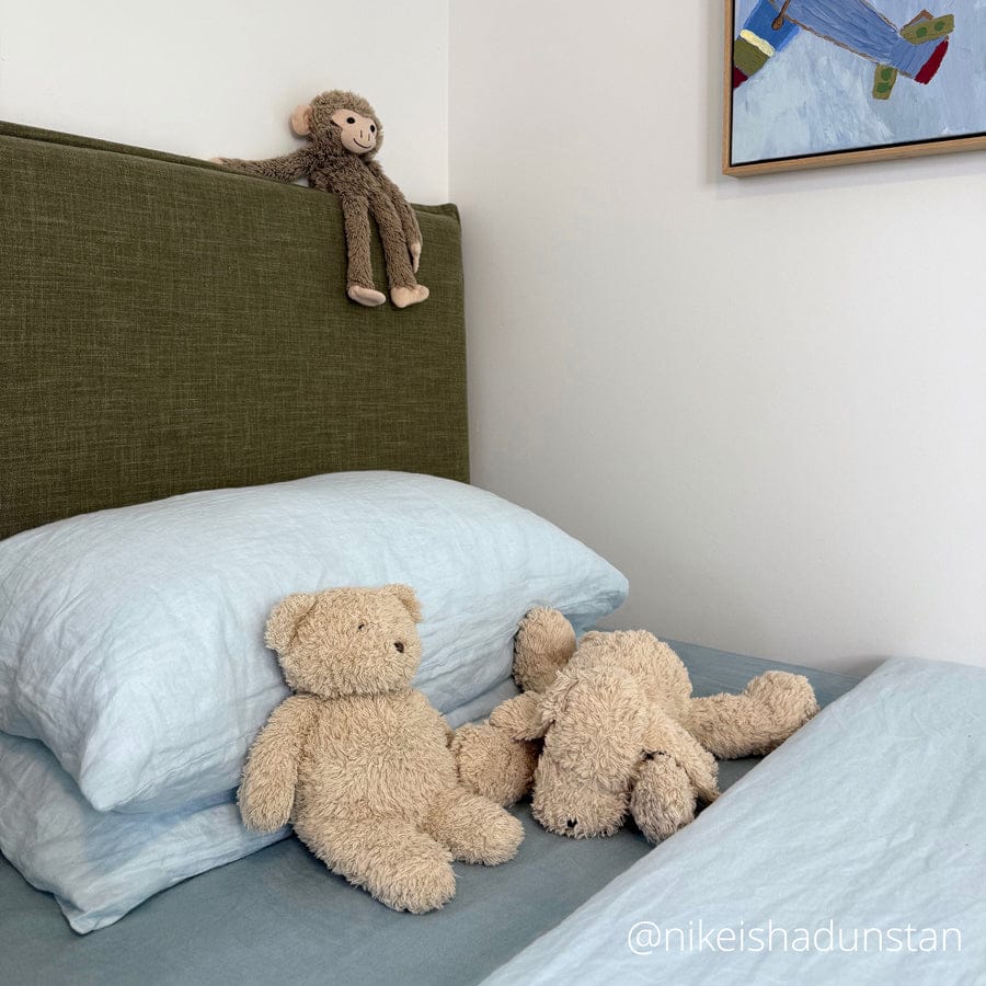 Juno Bedhead with Slipcover King Single Size Olive By Black Mango Interiors