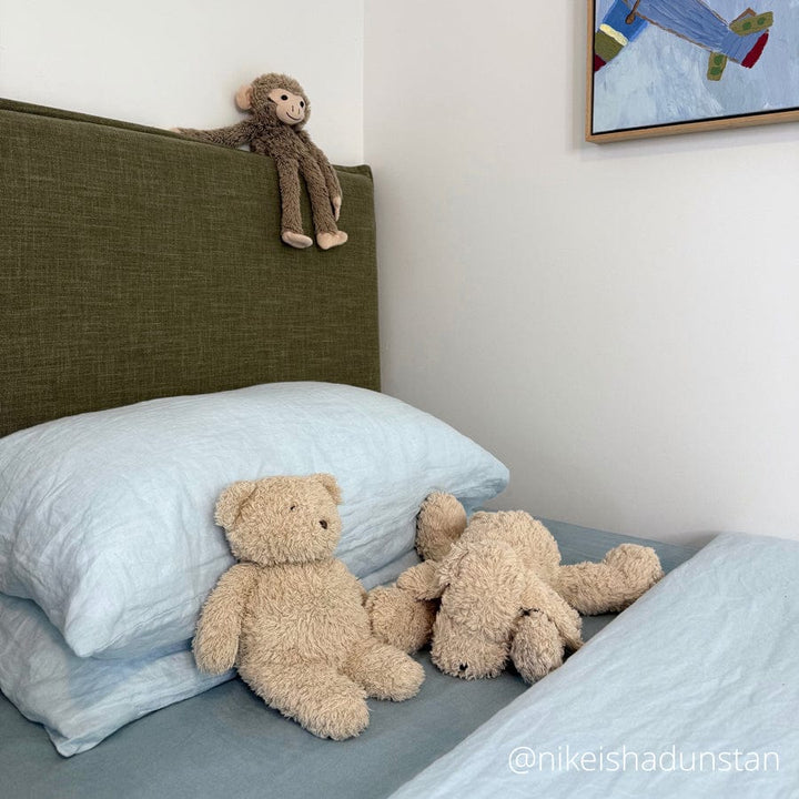 Juno Bedhead with Slipcover King Single Size Olive By Black Mango Interiors