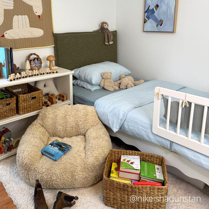 Juno Bedhead with Slipcover King Single Size Olive By Black Mango Interiors