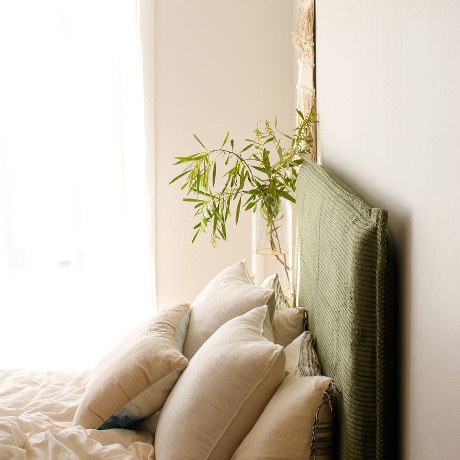 Juno Bedhead with Slipcover King Single Size Sage Corduroy Black Mango