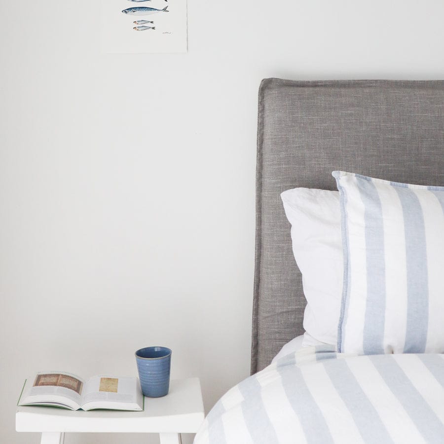 Juno Bedhead with Slipcover King Single Size Steel By Black Mango Interiors