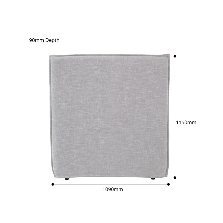 Juno Bedhead with Slipcover King Single Size Steel By Black Mango Interiors