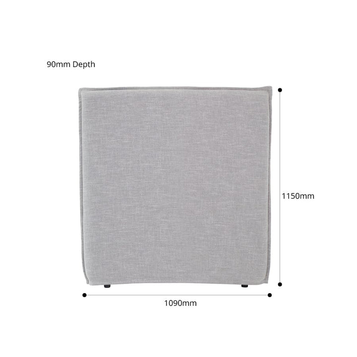 Juno Bedhead with Slipcover King Single Size Steel By Black Mango Interiors