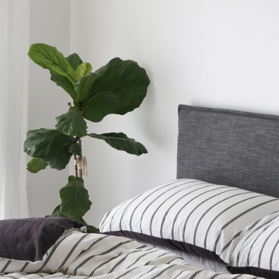 Juno Bedhead with Slipcover King Size Charcoal By Black Mango Interiors