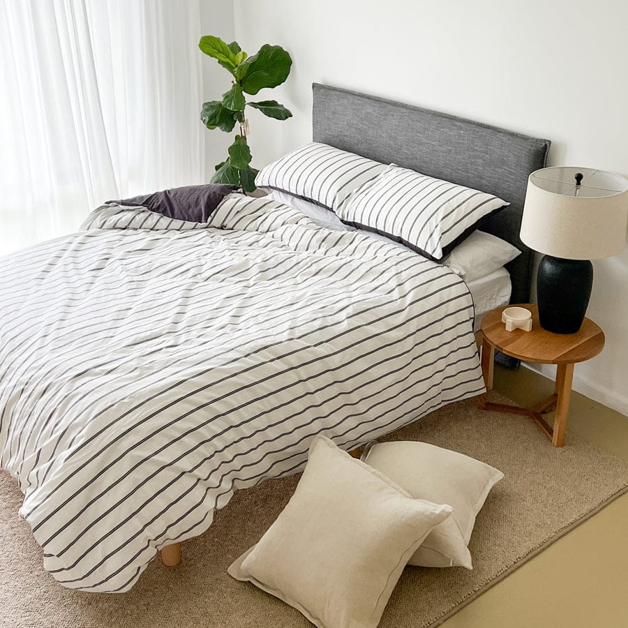 Juno Bedhead with Slipcover King Size Charcoal By Black Mango Interiors