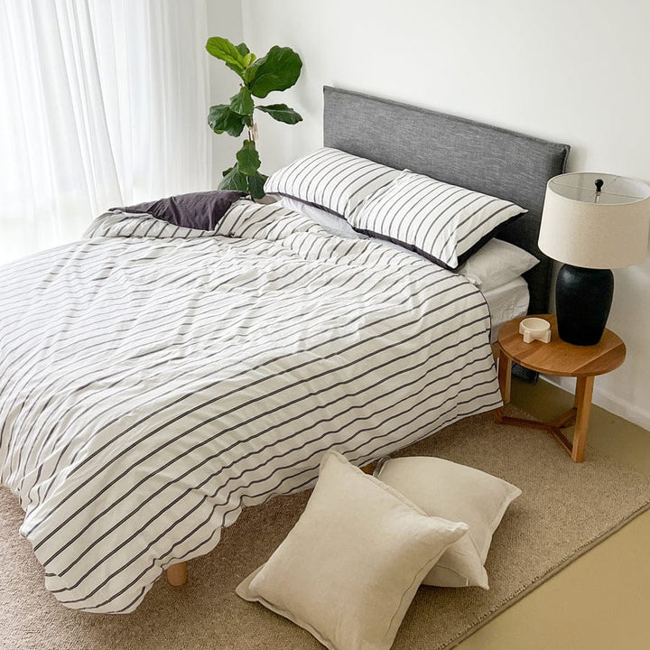 Juno Bedhead with Slipcover King Size Charcoal By Black Mango Interiors