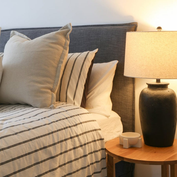 Juno Bedhead with Slipcover King Size Charcoal By Black Mango Interiors