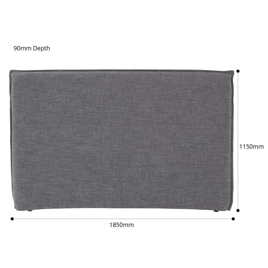 Juno Bedhead with Slipcover King Size Charcoal By Black Mango Interiors