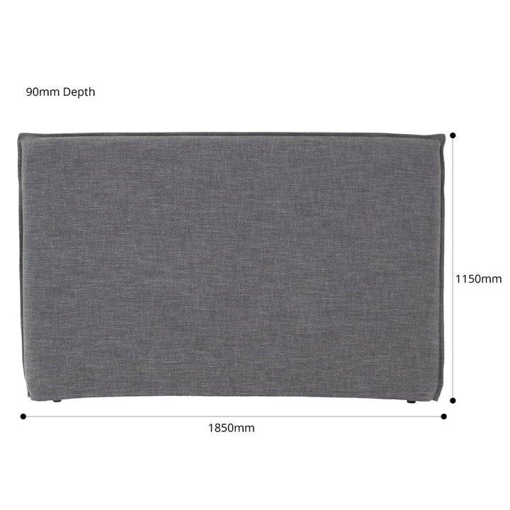 Juno Bedhead with Slipcover King Size Charcoal By Black Mango Interiors