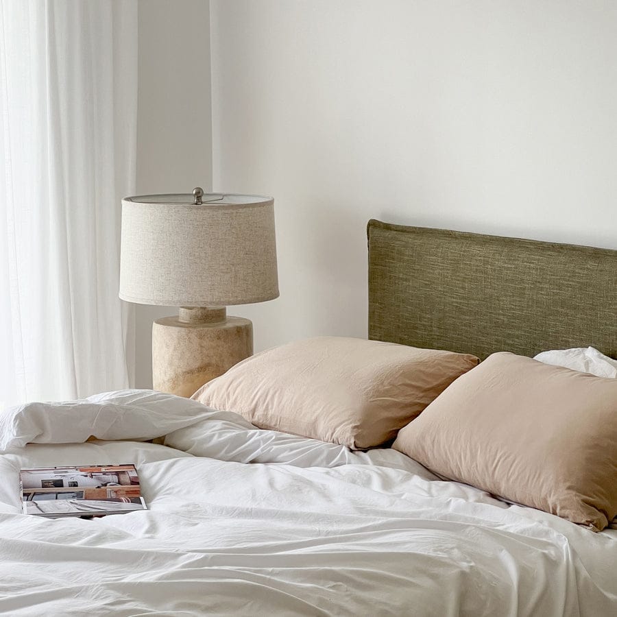 Juno Bedhead with Slipcover King Size Olive By Black Mango Interiors