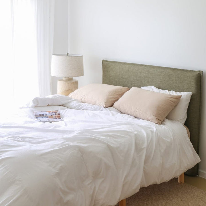 Juno Bedhead with Slipcover King Size Olive By Black Mango Interiors
