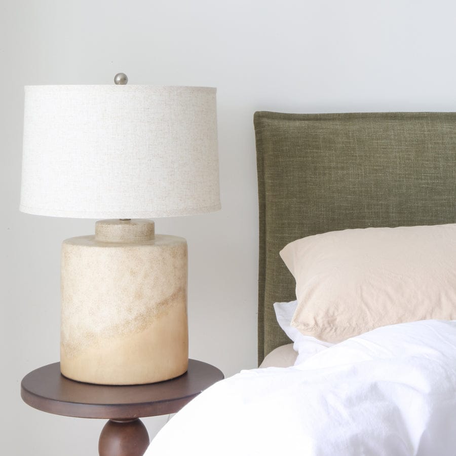 Juno Bedhead with Slipcover King Size Olive By Black Mango Interiors