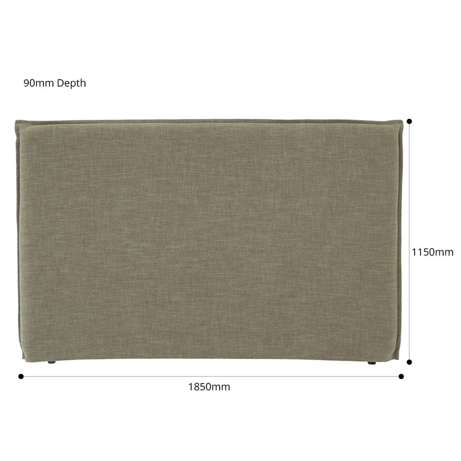 Juno Bedhead with Slipcover King Size Olive By Black Mango Interiors