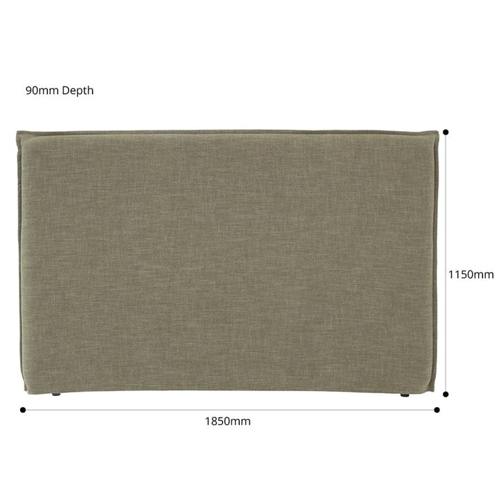 Juno Bedhead with Slipcover King Size Olive By Black Mango Interiors