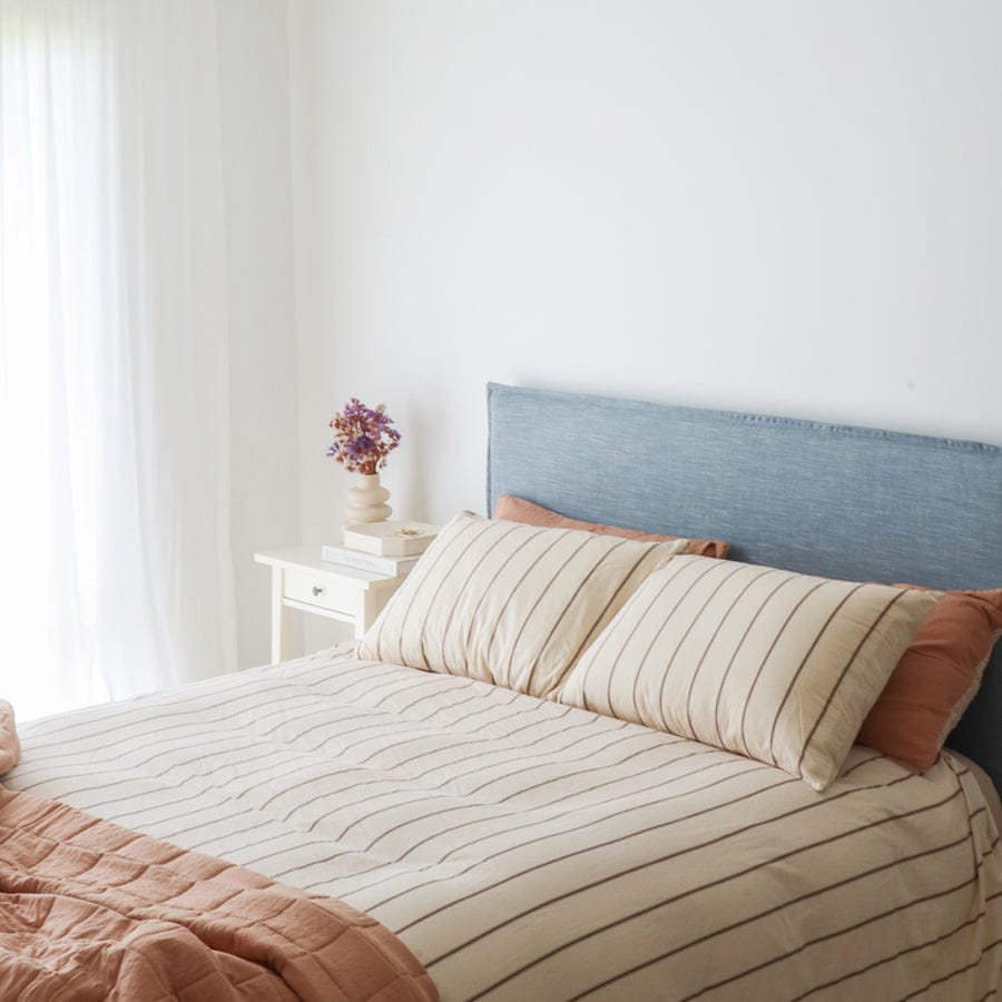 Juno Bedhead with Slipcover King Size Sky By Black Mango Interiors