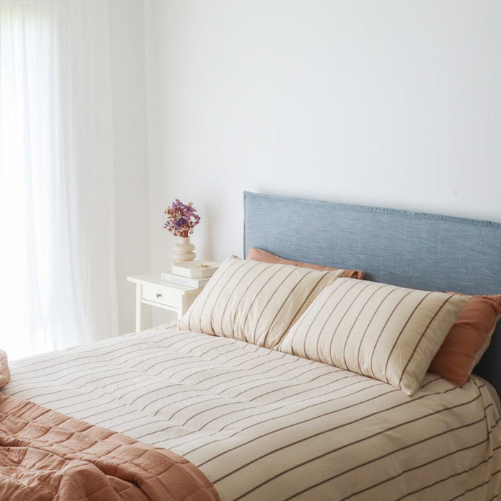 Juno Bedhead with Slipcover King Size Sky By Black Mango Interiors
