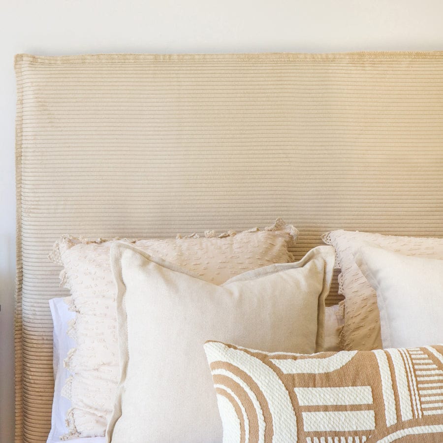 Juno Bedhead with Slipcover Queen Size Almond Corduroy By Black Mango