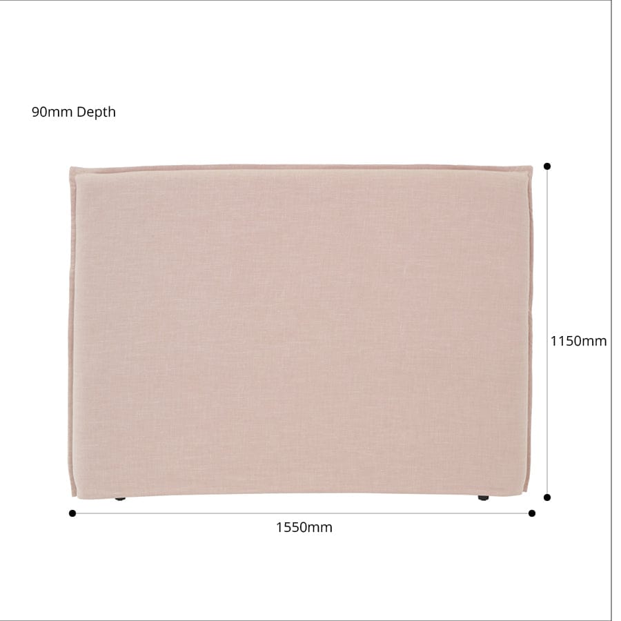 Juno Bedhead with Slipcover Queen Size Blush By Black Mango Interiors