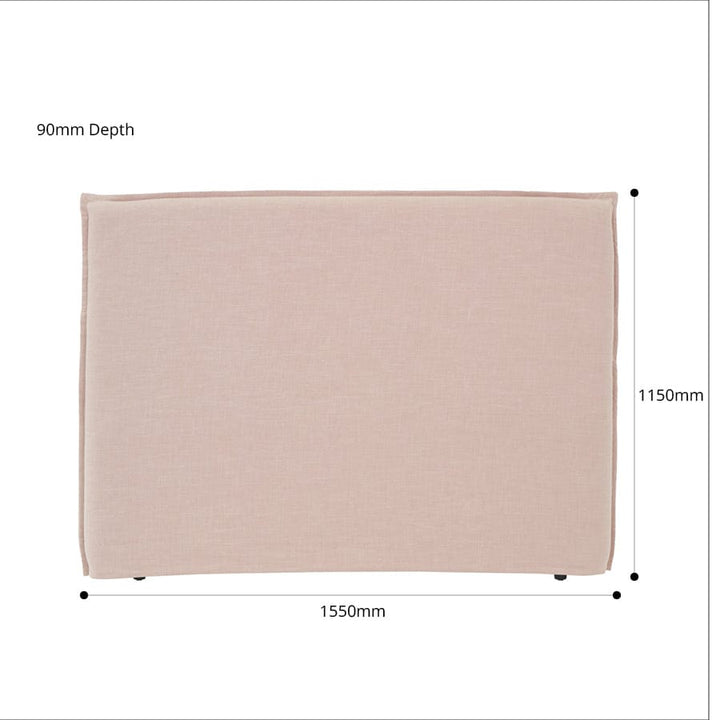 Juno Bedhead with Slipcover Queen Size Blush By Black Mango Interiors