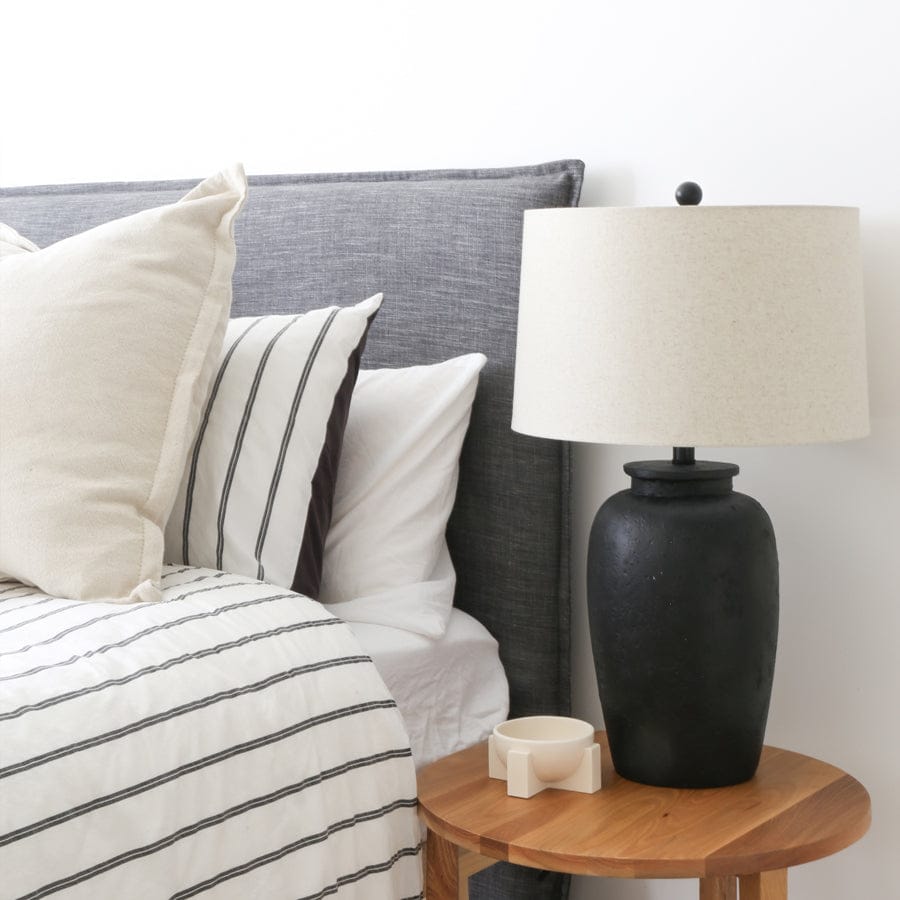 Juno Bedhead with Slipcover Queen Size Charcoal By Black Mango Interiors