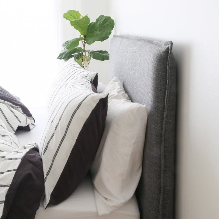 Juno Bedhead with Slipcover Queen Size Charcoal By Black Mango Interiors